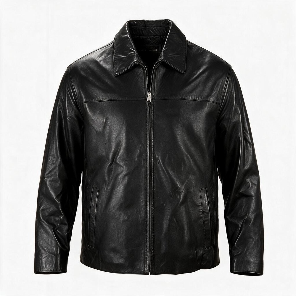 Marc New York Leather Jacket Men XL Black Quilted Lined Full Zip Outerwear #3019
